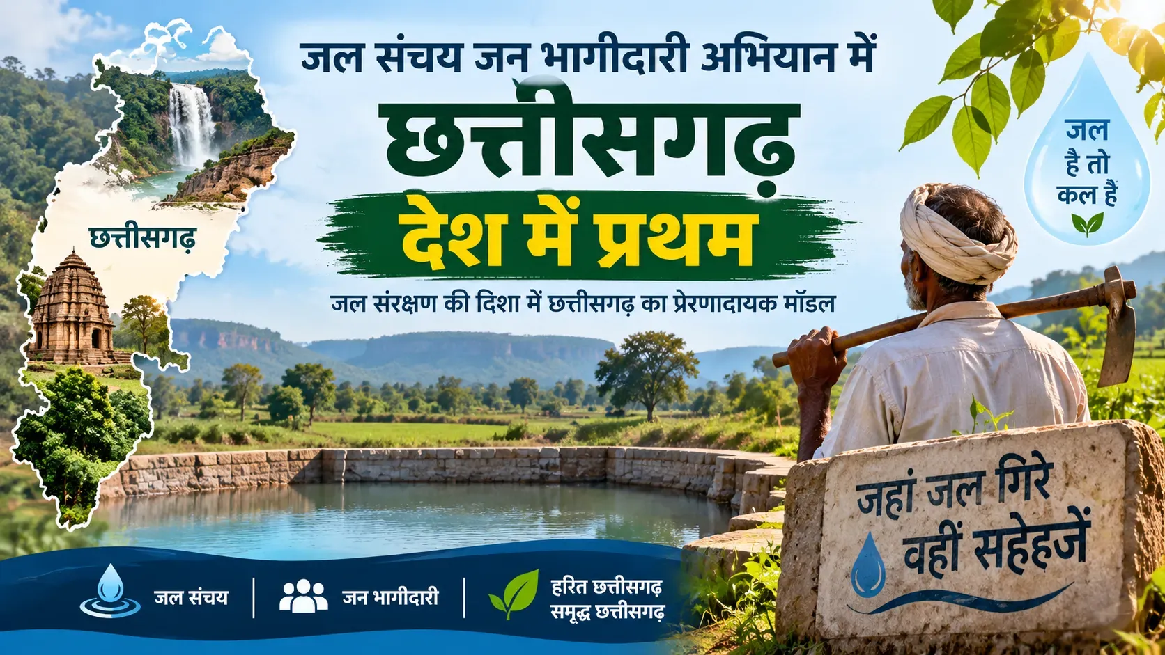 जल संचय जन भागीदारी अभियान में छत्तीसगढ़ देश में प्रथम