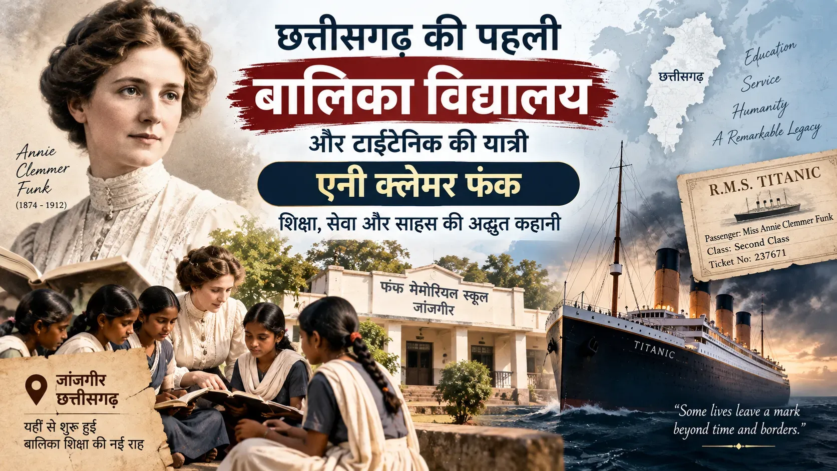 छत्तीसगढ़ के पहले बालिका विद्यालय से जुड़ी एनी क्लेमर फंक और टाइटेनिक की कहानी